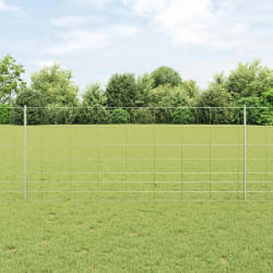 vidaXL Clôture avec poteaux Argent 1 x 25 m Acier