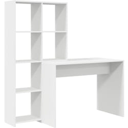 Bureau avec étagère Blanc 138.5 x 55 x 143 cm Bois d'ingénierie Vidaxl