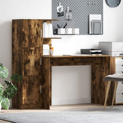 Bureau avec rangement Chêne fumé Bois d'ingénierie vidaXL