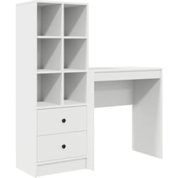 Bureau avec rangement en bois d'ingénierie blanc vidaXL