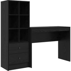 Bureau avec rangement chêne noir bois d'ingénierie Vidaxl