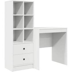 Bureau avec rangement en bois d'ingénierie blanc Vidaxl