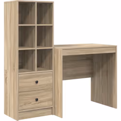 Ce bureau vidaXL avec rangement donne un look moderne à n'importe quel espace de travail ou bureau chez soi. En bois d'ingéni ...