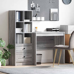 Bureau Avec Rangement 2 Pcs Sonoma Gris 80 X 50 X 76 Cm Vidaxl