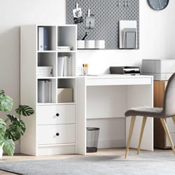 Bureau Avec Rangement Avec Tiroir 2 Pcs Blanc Bois D'Ingénierie Vidaxl