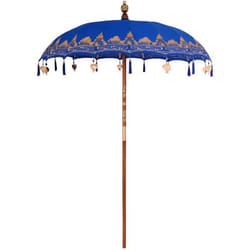 Vidaxl - Parasol balinais Bleu (180-190) x 260 cm Coton et bois massif