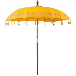 Parasol balinais Jaune (210-220) x 260 cm Coton et bois massif vidaXL