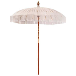Vidaxl Parasol Crème (185-195) X 250 Cm Coton Et Bois Massif