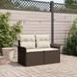 Canapé de jardin 2 places vidaXL avec coussins en poly rattan brun