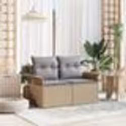 Canapé de jardin 2 places vidaXL avec coussins en poly rattan beige