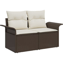 Vidaxl - Canapé de jardin 2 places avec rangement et coussins en Rattan Marron