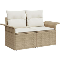 Vidaxl - Canapé de jardin 2 places avec rangement et coussins Beige Rattan