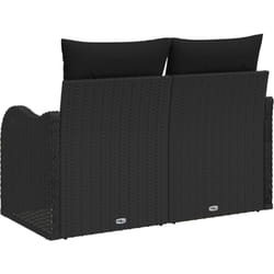 Vidaxl - Canapé de jardin 2 places avec coussins en poly rotin noir
