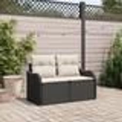 Canapé de jardin 2 places vidaXL avec rangement et coussins en poly rattan noir