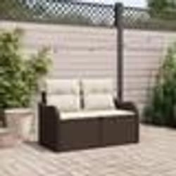 Canapé de jardin 2 places vidaXL avec rangement et coussins en poly rattan marron