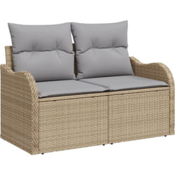 Vidaxl - canapé de jardin 2 places avec rangement et coussins beige en poly rotin