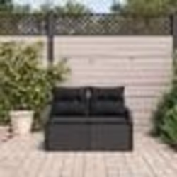Canapé de jardin 2 places vidaXL avec rangement et coussins en poly rattan noir