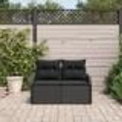 Canapé de jardin 2 places vidaXL avec rangement et coussins en poly rattan noir