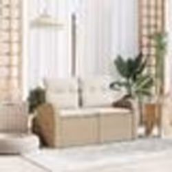 vidaXL Canapé de jardin 2 places avec coussins en poly rattan beige
