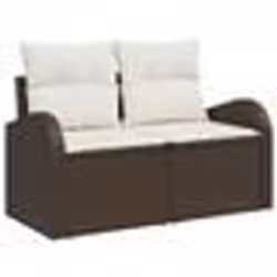 vidaXL Canapé de jardin 2 places avec rangement et coussins en poly rotin marron