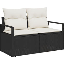 Vidaxl - Canapé de jardin 2 places avec coussins en poly rotin noir