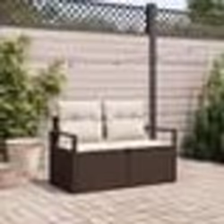 Canapé de jardin 2 places avec coussins en poly rotin marron