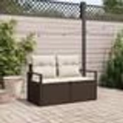 Canapé de jardin 2 places avec coussins en poly rotin marron
