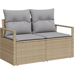 Vidaxl - Canapé de jardin 2 places avec coussins en rattan poly beige