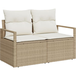 Vidaxl - Sofa de jardin 2 places avec rangement et coussins en poly rotin beige