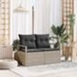 Canapé de jardin 2 places vidaXL avec rangement et coussins en poly rattan gris