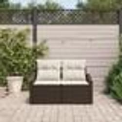 Canapé de jardin 2 places vidaXL avec coussins en poly rotin marron