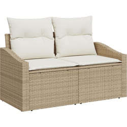 Vidaxl - Canapé de jardin 2 places avec coussins Beige en poly rotin