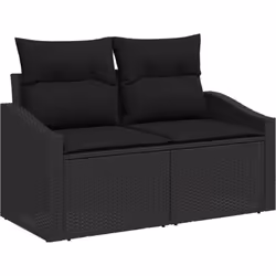 Ce canapé d'extérieur mixe design moderne et praticité, c'est le top pour votre balcon ou patio. Avec son rotin noir et ses c ...