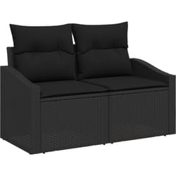Vidaxl - Canapé de jardin 2 places avec coussins en poly rotin noir