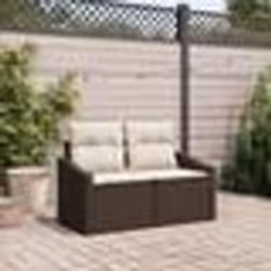 Canapé de jardin 2 places avec rangement et coussins en poly rotin marron