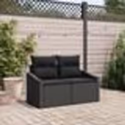 Canapé de jardin 2 places vidaXL avec rangement et coussins en poly Rattan noir