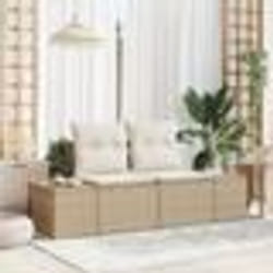 vidaXL Canapé de jardin 2 places avec coussins en poly rotin beige