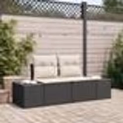 vidaXL Canapé de jardin 2 places avec rangement et coussins en rattan noir poly