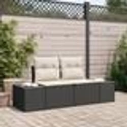 vidaXL Canapé de jardin 2 places avec rangement et coussins en rattan noir poly