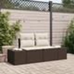 vidaXL Canapé de jardin 2 places avec rangement et coussins Marron Rotin Synthétique