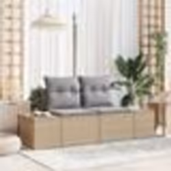 vidaXL Canapé de jardin 2 places avec rangement et coussins Beige Rotin Poly