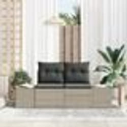 vidaXL Canapé de jardin 2 places avec rangement et coussins gris poly rotin
