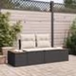 Canapé de jardin 2 places vidaXL avec coussins en poly rattan noir