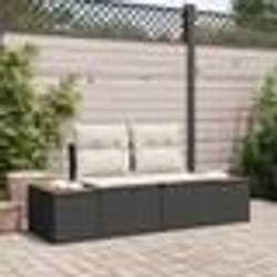 Canapé de jardin 2 places vidaXL avec coussins en poly rattan noir