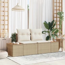 vidaXL Canapé de jardin 2 places avec coussins Beige Rotin Poly