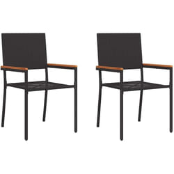 vidaXL Chaises de jardin empilables - Lot de 2 en poly rotin noir