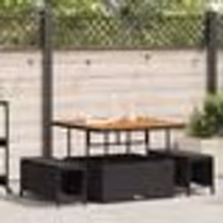 vidaXL Ensemble de salle à manger jardin 3 pièces avec coussins noir poly rotin acacia