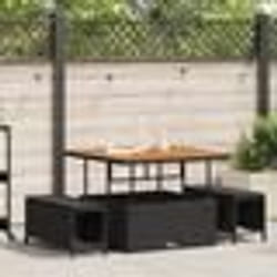vidaXL Ensemble de salle à manger jardin 3 pièces avec coussins noir poly rotin acacia