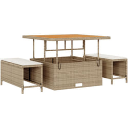 Vidaxl - Ensemble de salle à manger de jardin 3 pièces avec coussins beige poly rattan et acacia