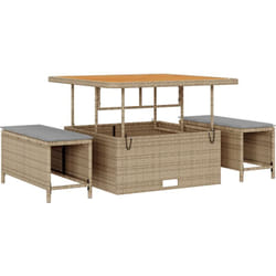 Vidaxl - Set de Salle à Manger de Jardin 3 Pièces avec Coussins Beige en Rattan Poly et Acacia